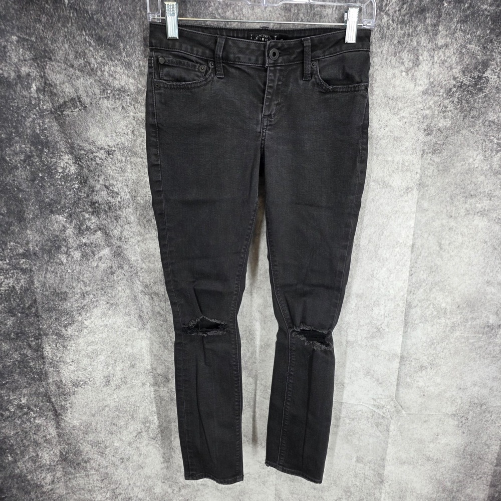 Lucky Brand Jeans Womens 0 / 25 Black Denim‎ Lolita Skinny Distressed Dark Wash